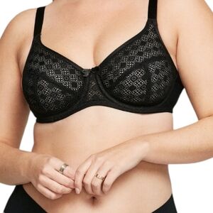 Glamorise NWOT Lace Comfort Wonderwire Black Bra Size 48H